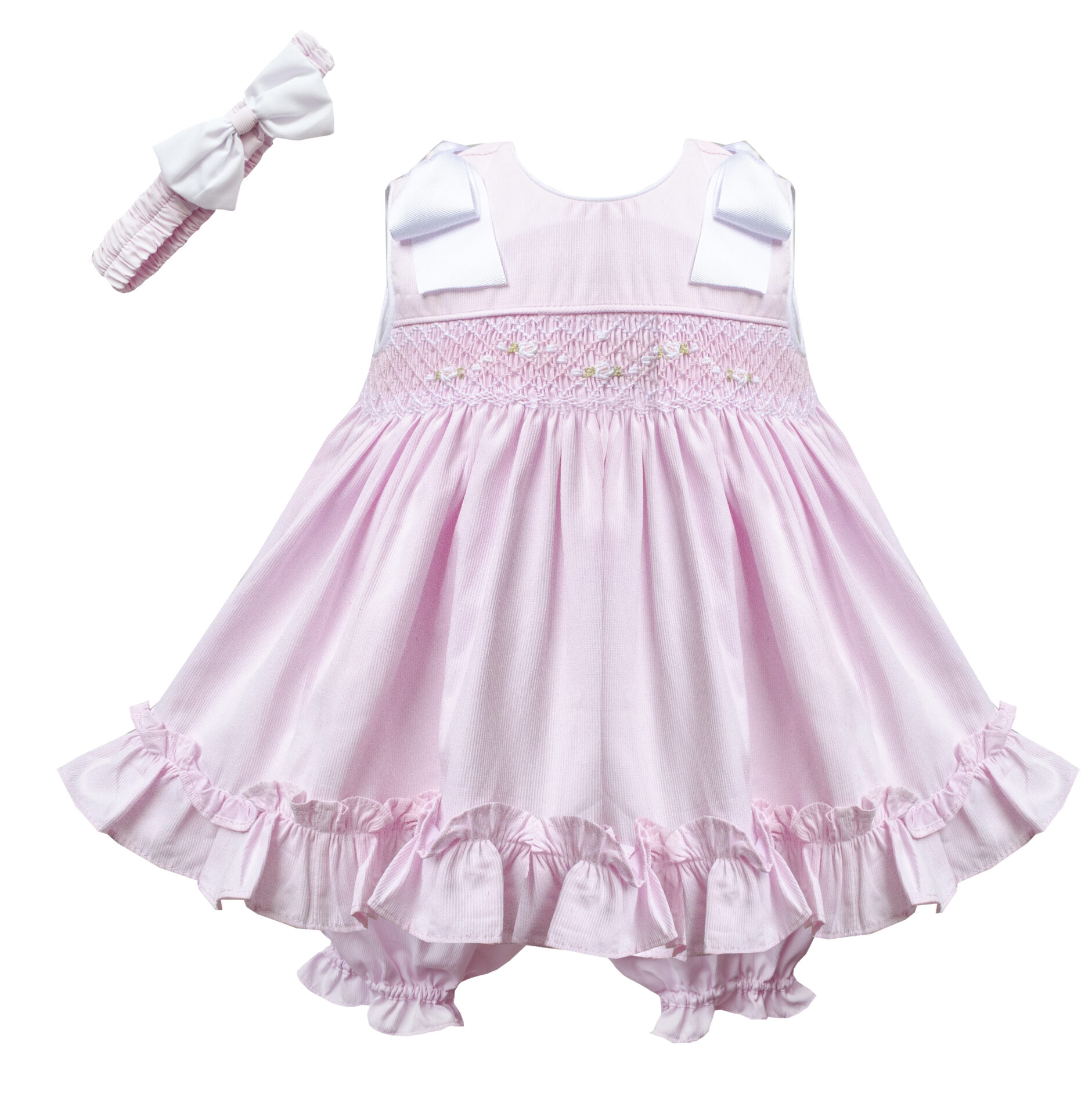 Pretty Originals - Girls Pastel Check Smocked Romper Suit