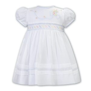 Sarah Louise white and blue dress 013210-1