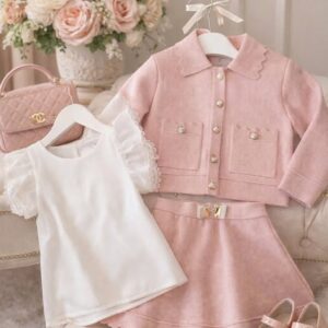 Mayoral Pink knit set with scalloped trim