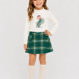 Mayoral Check print skirt and top