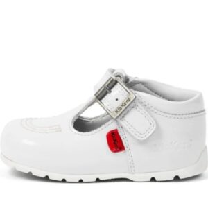 Kickers white patent T Bar Shoe