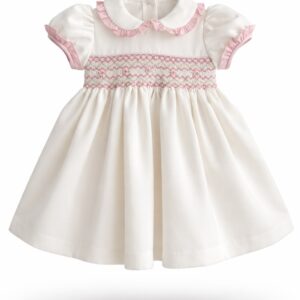 Pretty Originals ivory and pink smocked dress